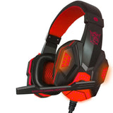 Gaming Headset Big Glowing Headband Headphone with Microphone LED Light Over-Ear Cuffie Stereo Wired Auriculares for Computer